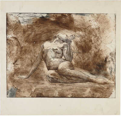 Быковская Евгения Константиновна, Костин Сергей Николаевич, Гущин Николай Михайлович, Аркадьевский Сергей Герасимович, Фроман Павел Петрович, Шумилович С.. Из собрания Лидина подборка из семи листов с изображениями обнаженных натурщиц